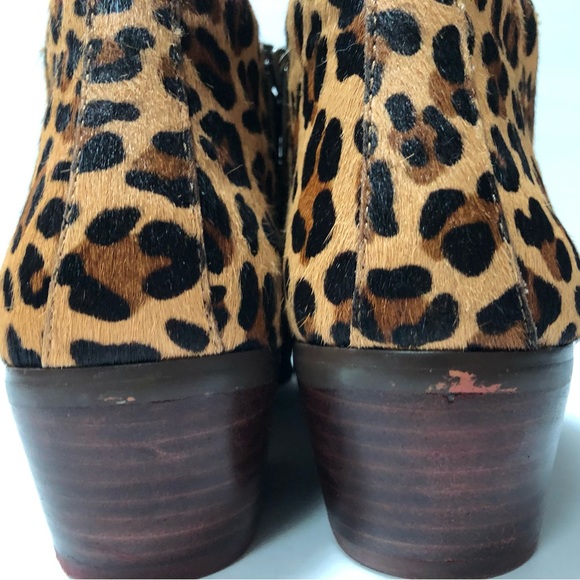 J.Crew factory leopard print leather upper ankle boots size 8 gently worn - Picture 7 of 12